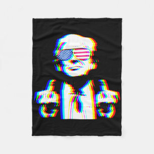 Funny Trump Psychedelic Edm Trippy Vaporwave Techn Fleece Blanket
