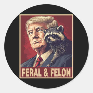 Funny Trump Racoon Feral And Felon 4th Of July Pa Classic Round Sticker