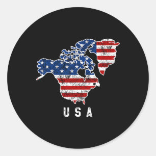 Funny Trump’s Vision Of Usa Map With Canada And Gr Classic Round Sticker