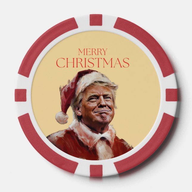 Funny Trump Santa Claus Christmas Card Poker Chips (Front)