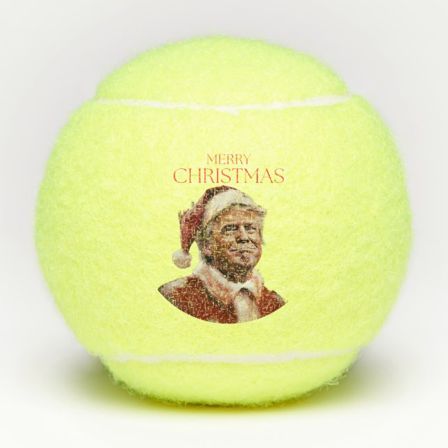 Funny Trump Santa Claus Christmas Card Tennis Balls (Front)