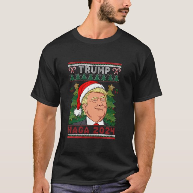 Funny Trump Santa Hat MAGA 2024 Ugly Sweater (Front)