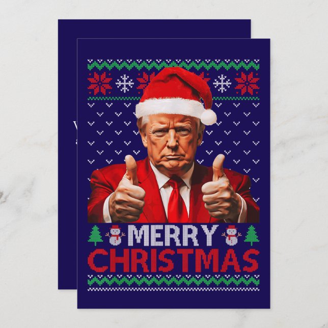 Funny Trump Santa Hat Merry Christmas Ugly Gift Holiday Card (Front/Back)