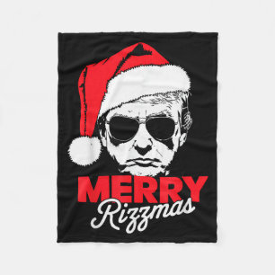 Funny Trump Santa Merry Christmas Rizzmas Hat Men Fleece Blanket