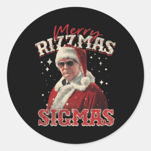 Funny Trump Santa Merry Rizzmas Sigmas Xmas Pajama Classic Round Sticker