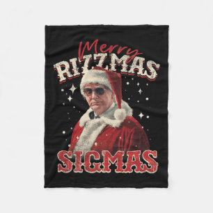Funny Trump Santa Merry Rizzmas Sigmas Xmas Pajama Fleece Blanket
