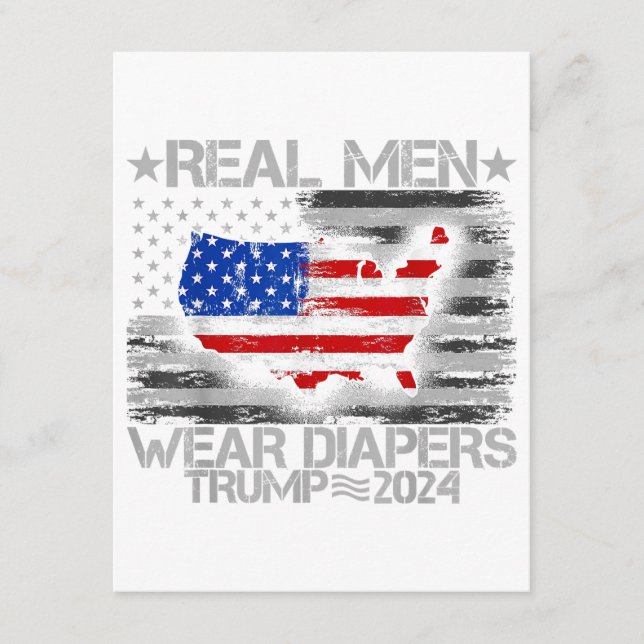 Funny Trump Shirt Real Men Wear Diapers Trump 2024 Enclosure Card (Front)
