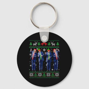 Funny Trump Vance Kennedy Elon Dancing Santa Claus Key Ring