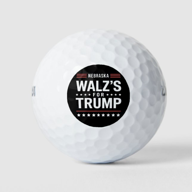 Funny Trump Vance Walz's For Trump Nebraska Golf Balls (Front)