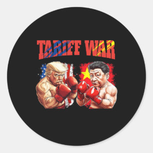 Funny Trump Vs Xi Jinping Boxing Boxing Match  Classic Round Sticker