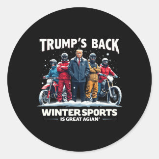 Funny Trump Winter Sports Snowboarding Team Cool V Classic Round Sticker