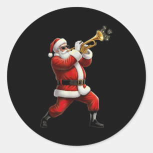 Funny Trumpet Santa Christmas Graphic Player Trump Classic Round Sticker