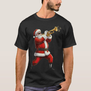 Funny Trumpet Santa Christmas Graphic Player Trump T-Shirt