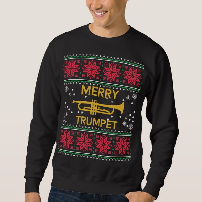 Funny Trumpet Ugly Christmas Sweater (Front)