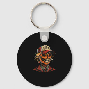 Funny Trumpkin Pumpkin Skeleton Make Halloween Gre Key Ring