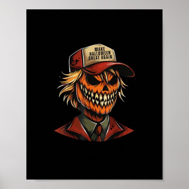 Funny Trumpkin Pumpkin Skeleton Make Halloween Gre Poster (Front)