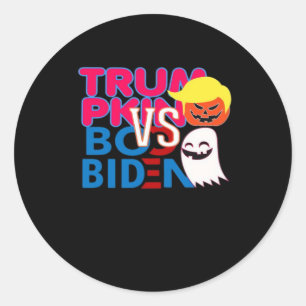 Funny Trumpkin Vs Boo Biden Halloween Design Class Classic Round Sticker