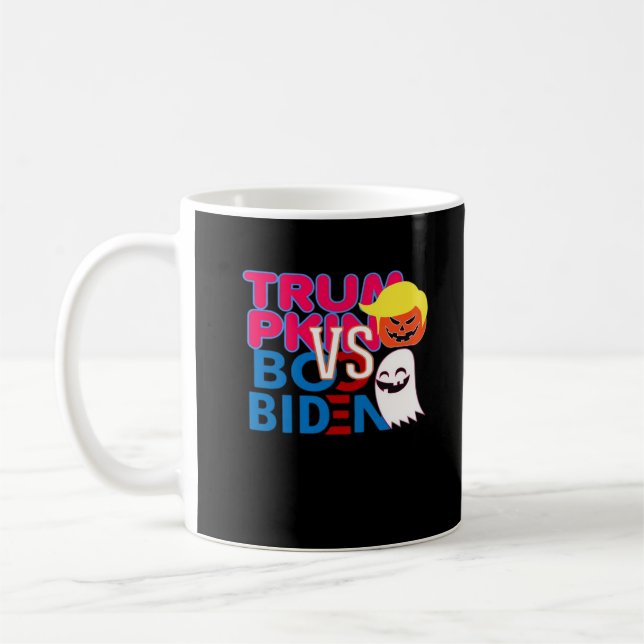 Funny Trumpkin Vs Boo Biden Halloween Design Class Coffee Mug (Left)