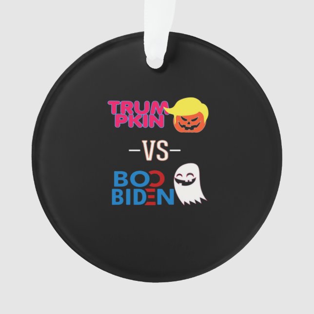 Funny Trumpkin Vs Boo Biden Halloween Design Class Ornament (Front)
