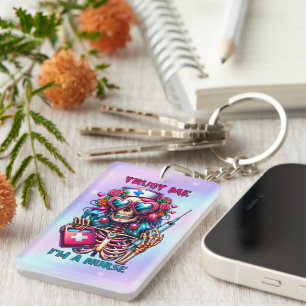 Funny trust Nurse word art Key Ring