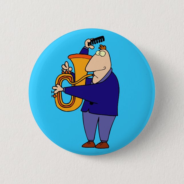 Funny Tuba Player Button (Front)