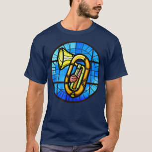 Funny Tuba Shirt Stained Glass Art Music Boys Girl