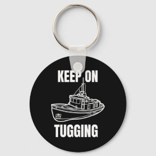 Funny Tug Boat Captain Graphic  Key Ring
