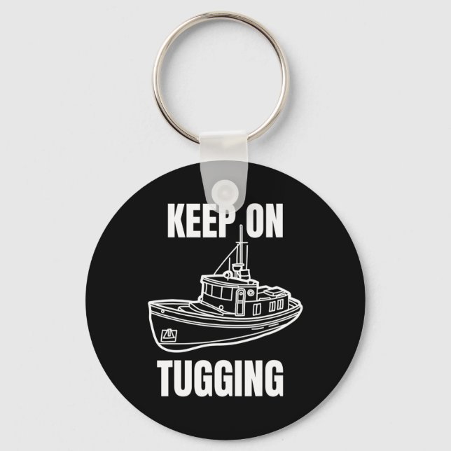 Funny Tug Boat Captain Graphic  Key Ring (Front)