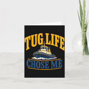 Funny tugboat captain boat crew harbour card