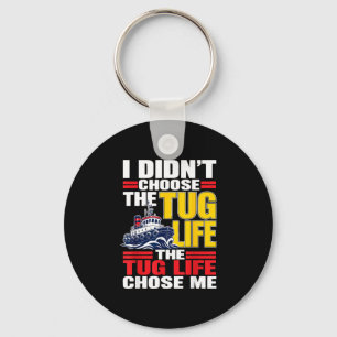 Funny tugboat crew captain harbour boat key ring