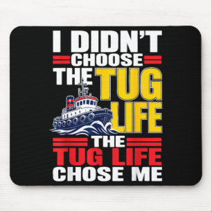 Funny tugboat crew captain harbour boat mouse pad