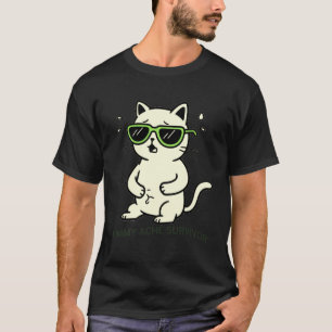Funny Tummy Ache Survivor Cute Cat Meme Gifts T-Shirt