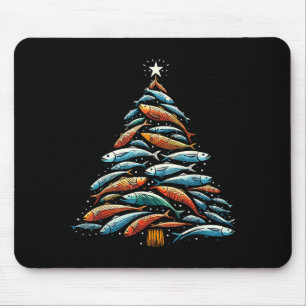 Funny Tuna Fish Christmas Tree Santa Claus Xmas Fi Mouse Pad