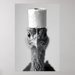 Funny Turkey Bathroom Art Print, Toilet Paper Poster