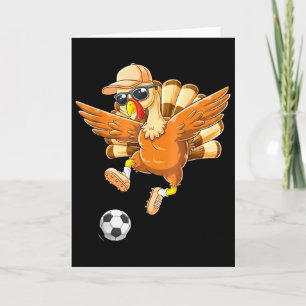 Funny Turkey Bicycle Kick Soccer Thanksgiving Boys Card