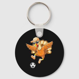 Funny Turkey Bicycle Kick Soccer Thanksgiving Boys Key Ring