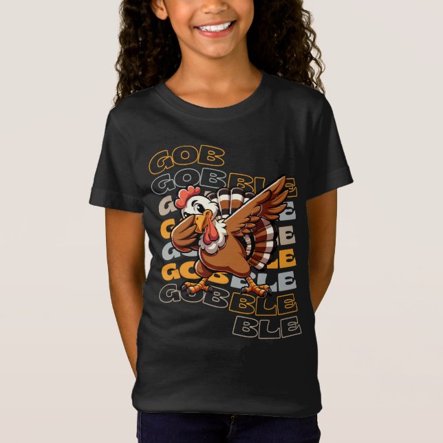 Funny Turkey Dab Thanksgiving T-Shirt (Front)