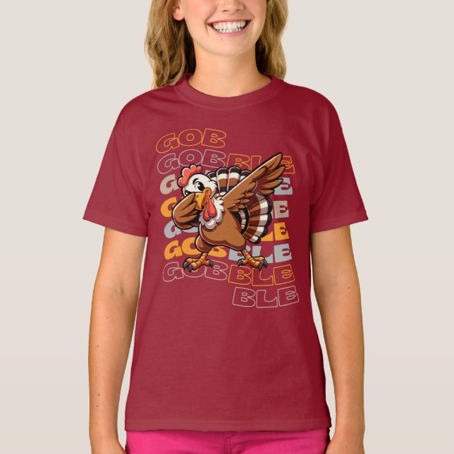 Funny Turkey Dab Thanksgiving T-Shirt (Front)