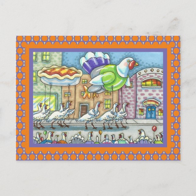 FUNNY TURKEY DAY PARADE HELIUM BALLOONS POSTCARD (Front)