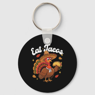 Funny Turkey Eat Taco Vegan Funny Thanksgiving Men Key Ring