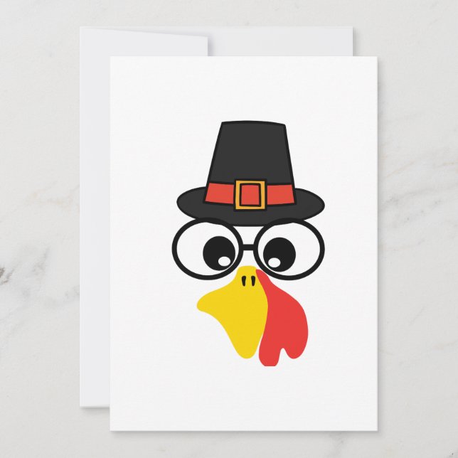 Funny Turkey Face for Thanksgiving Invitation (Front)