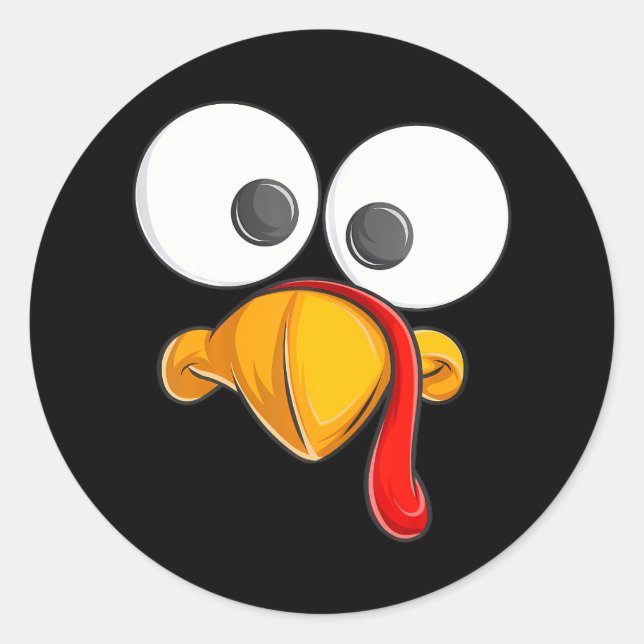 Funny Turkey Face s Toddler Boys Thanksgiving Day Classic Round Sticker (Front)