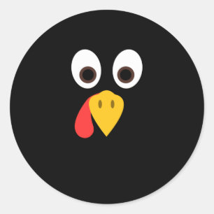 Funny Turkey Face Thanksgiving Classic Round Sticker