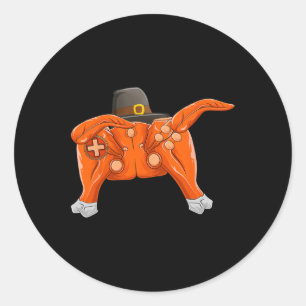Funny Turkey Gamer Boys Kids Teens - Thanksgiving- Classic Round Sticker