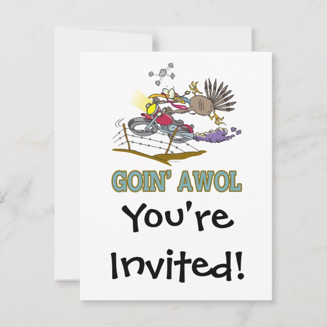 funny turkey going AWOL Invitation (Front)