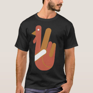 Funny Turkey Hand Thanksgiving Retro Vintage T-Shirt