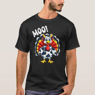 Funny Turkey Moo Thanksgiving Turkey Cow Moo Men W T-Shirt