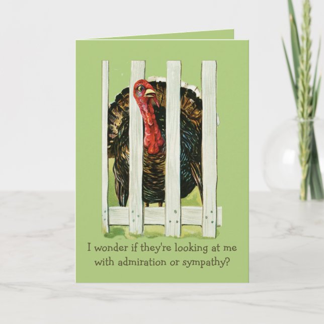 Funny Turkey Over-the-Hill Thanksgiving Birthday Holiday Card (Front)