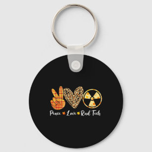 Funny Turkey Peace Love Rad Tech Fall Thanksgiving Key Ring