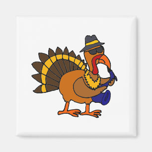 Funny Turkey Playing Saxophone Magnet